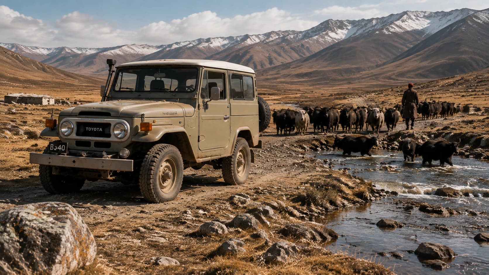 Land Cruiser 位於乾旱高地與草原邊緣的概念視覺